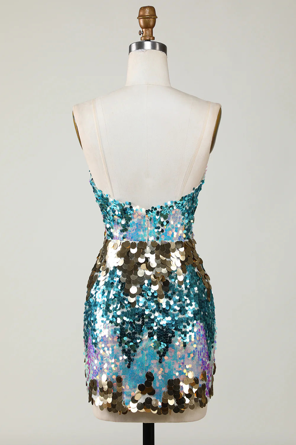 Sparkly Blue Sequined Tight Short Homecoming Dress