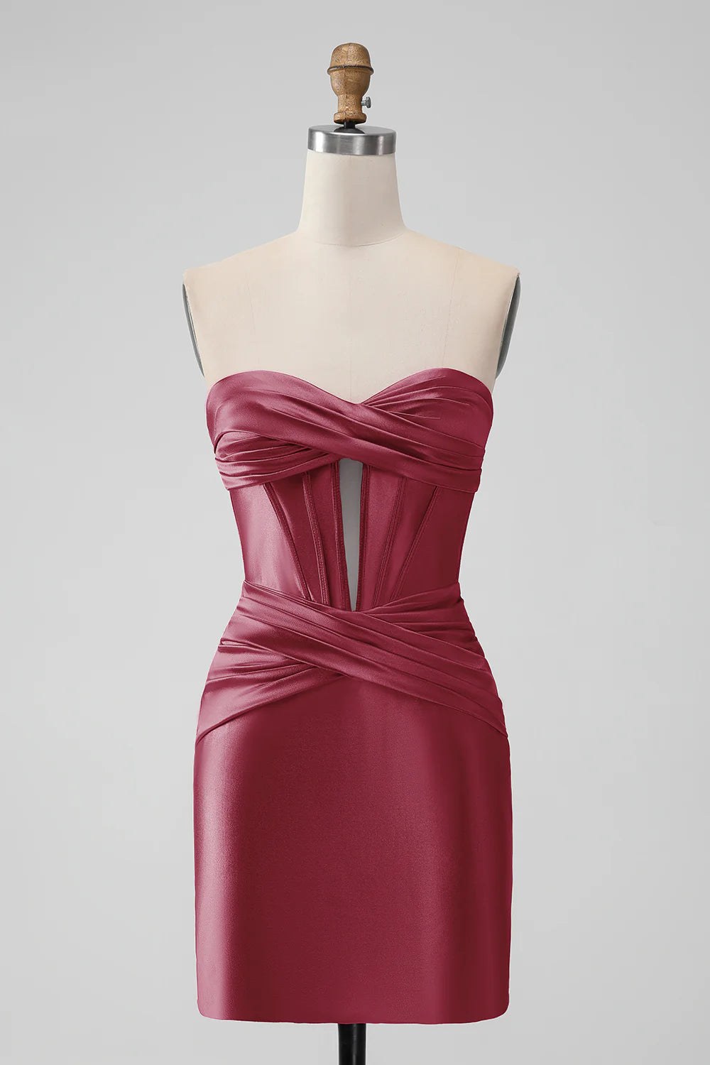 Fuchsia Bodycon Sweetheart Satin Corset Short Homecoming Dress