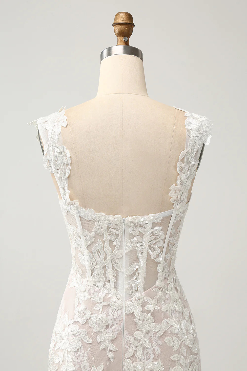 White Mermaid Off the Shoulder Sweep Train Wedding Dress with Applique Lace