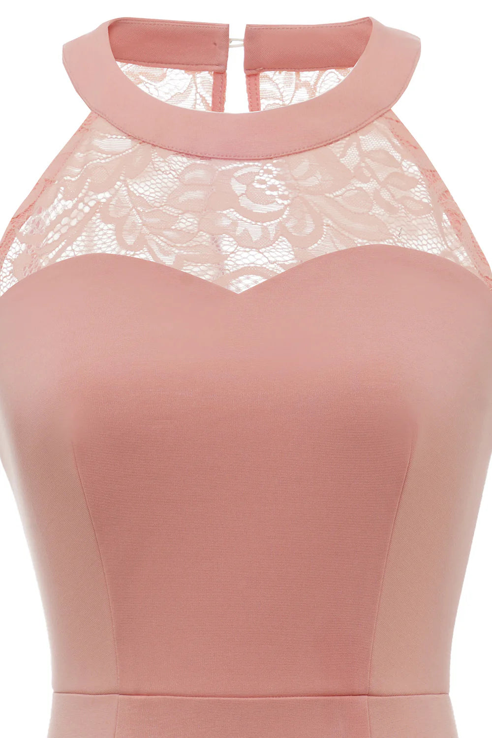 Blush Mermaid Cocktail Dress with Lace