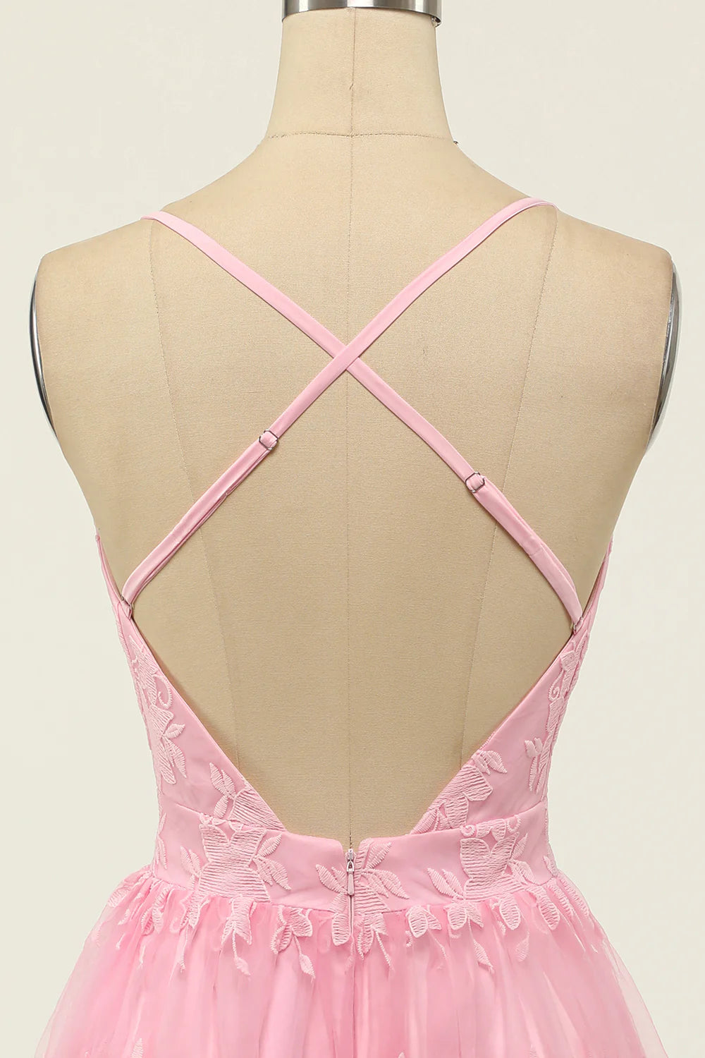 White Spaghetti Straps Short Prom Dress