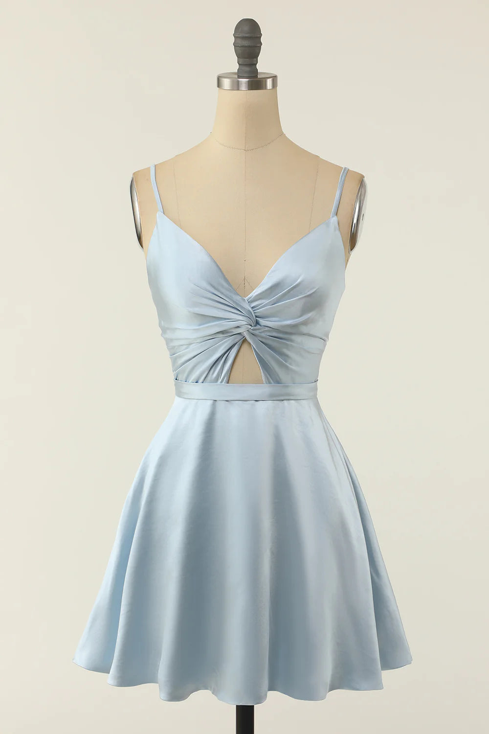 A Line Spaghetti Straps Blush Short Homecoming Party Dress