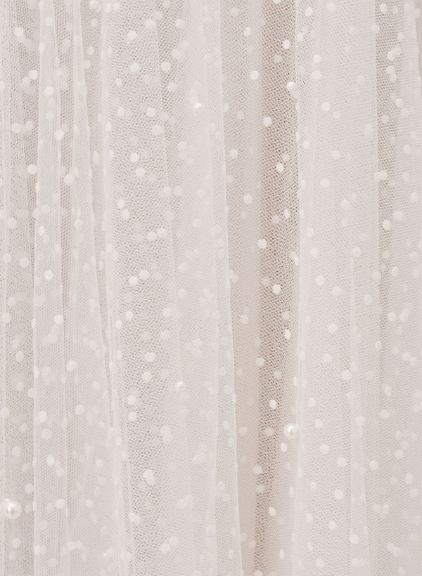 Buyishang A-Line Sweetheart Sleeveless Tulle Tea-Length Wedding Dresses With Pleated