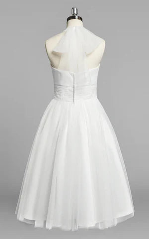 Buyishang Halter A-Line Short Tulle Wedding Dress With Ruching