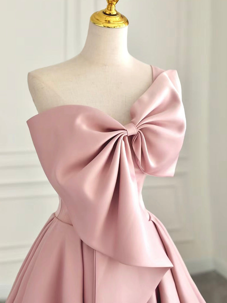 Buyishang A-Line Sweetheart Neck Satin Pink Long Prom Dress Pink Long Evening Dress