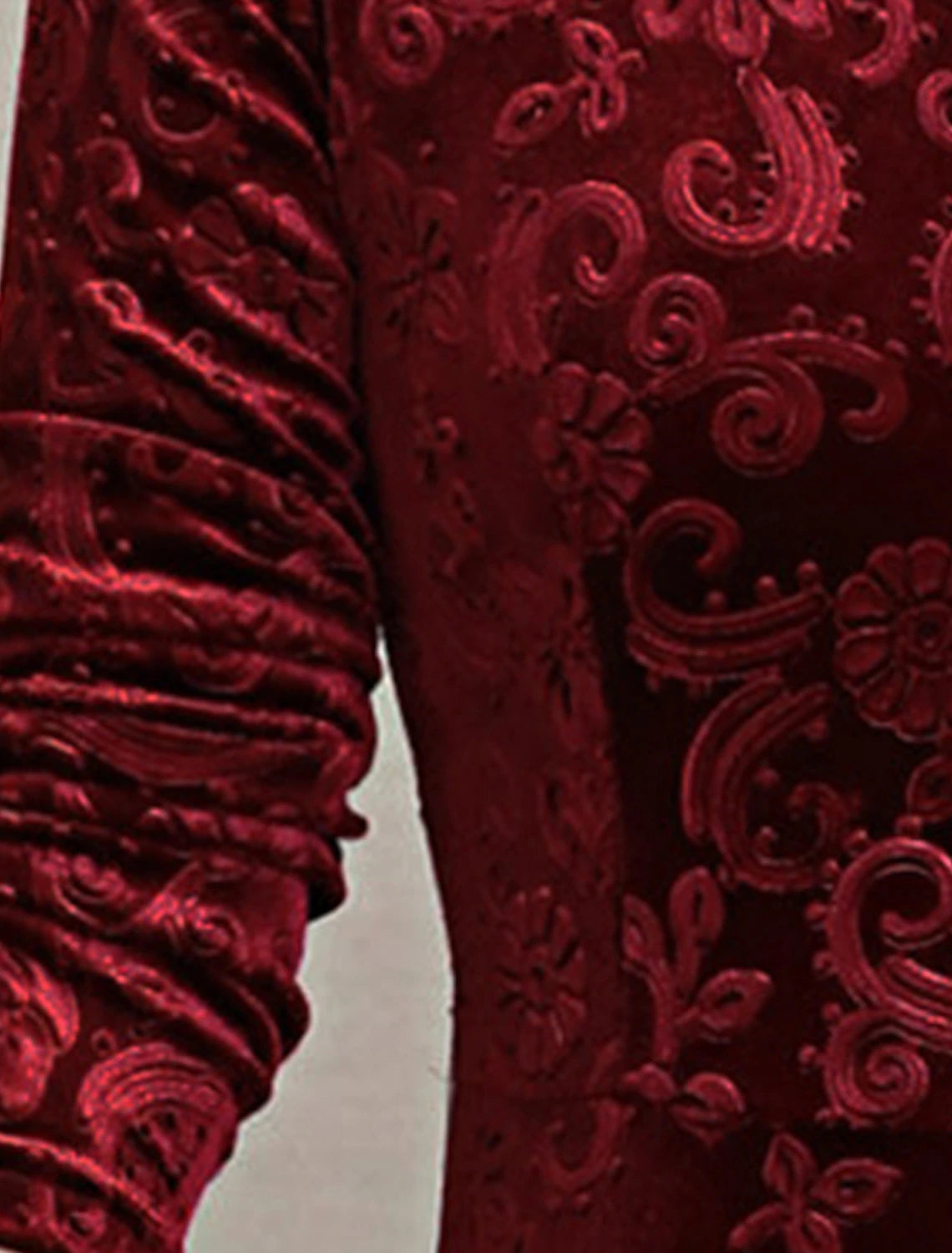 Women's Party Dress Velvet Dress Swing Dress New Year's Eve Dress Midi Dress Black Red Green Long Sleeve Floral Jacquard Spring Fall Winter V Neck Winter Dress