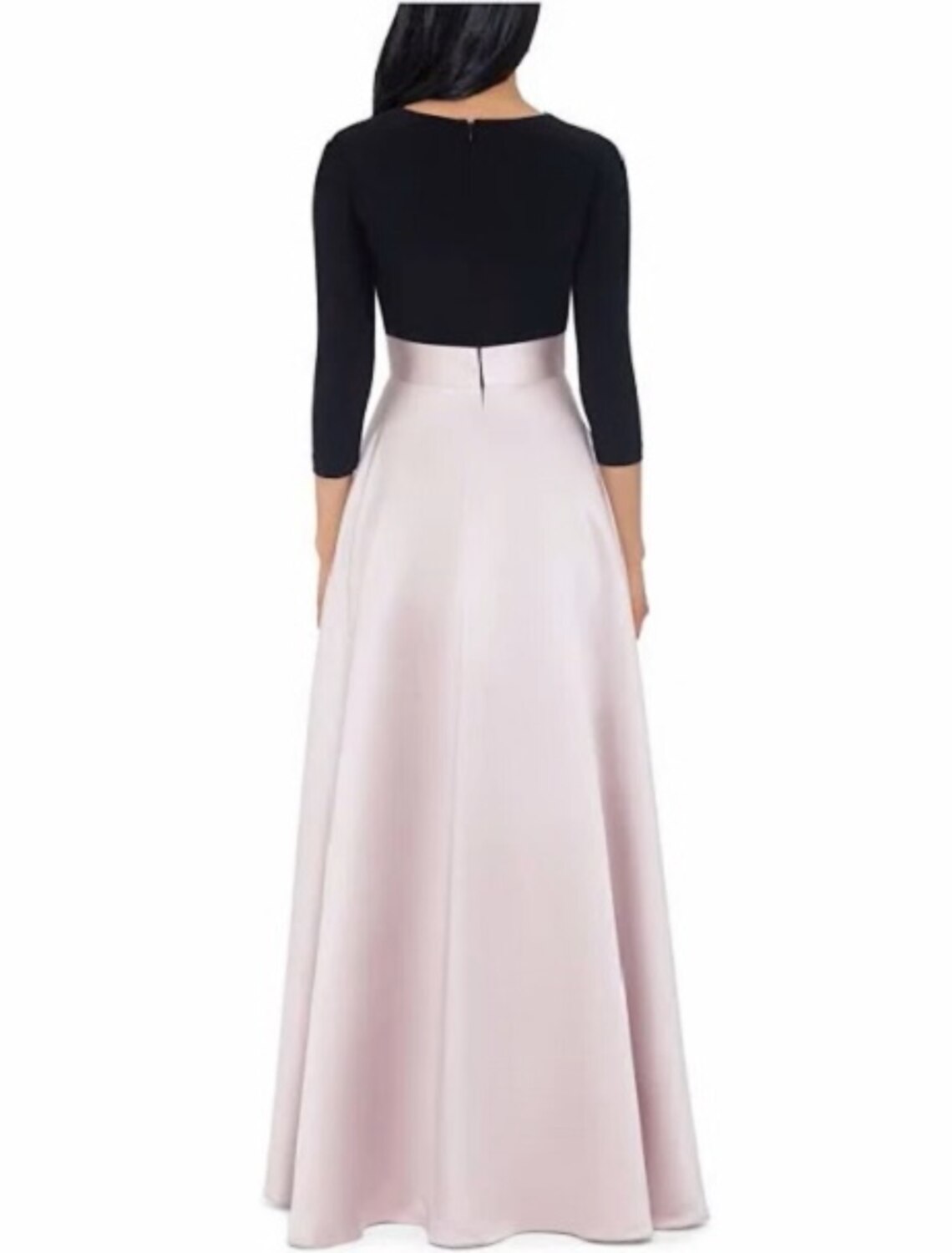 A-Line Evening Gown Elegant Dress Formal Tea Length 3/4 Length Sleeve V Neck Satin with Butterfly