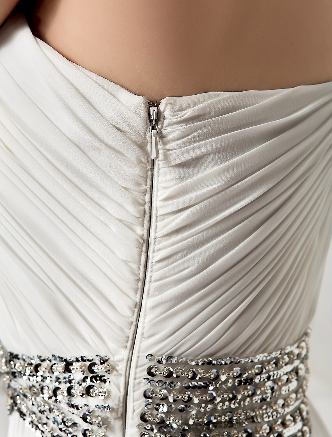 Sheath / Column One Shoulder Floor Length Chiffon Dress with Beading / Draping