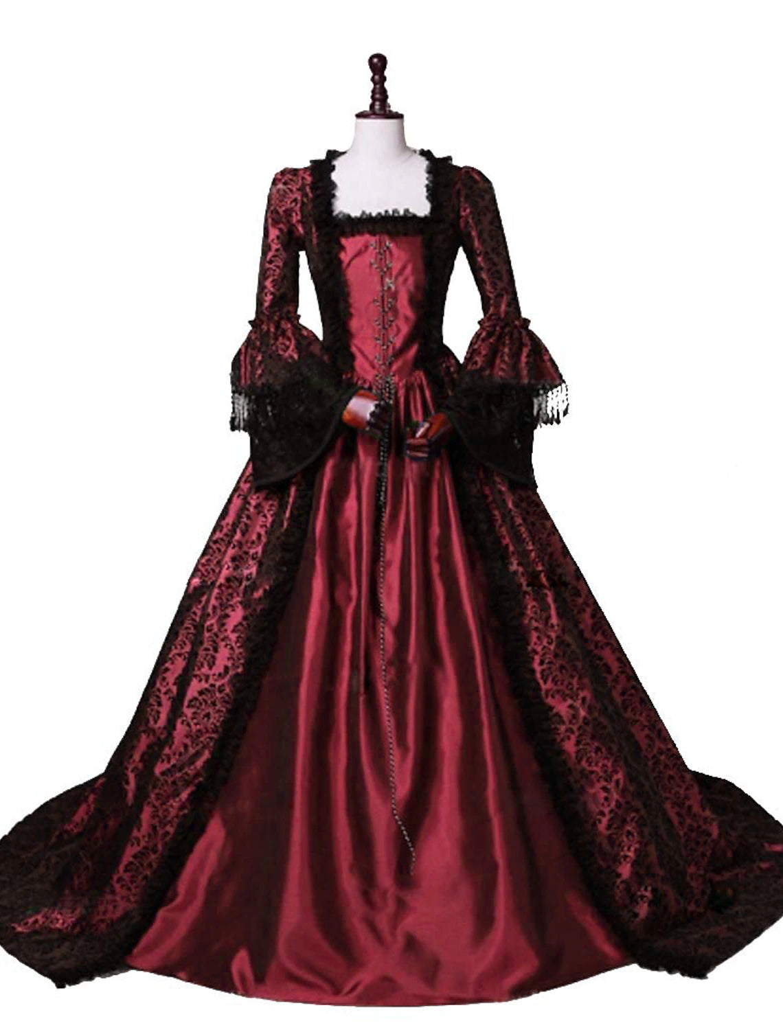 Floral Style Rococo Victorian Renaissance Christmas flare Dress Party Costume Masquerade Prom Dress Princess Women's Cosplay Costume Ball Gown Christmas Halloween Party / Evening