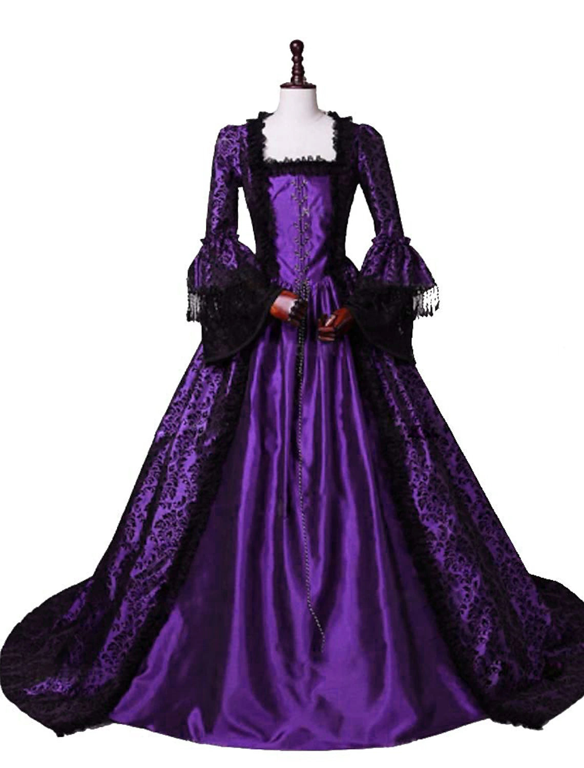 Floral Style Rococo Victorian Renaissance Christmas flare Dress Party Costume Masquerade Prom Dress Princess Women's Cosplay Costume Ball Gown Christmas Halloween Party / Evening