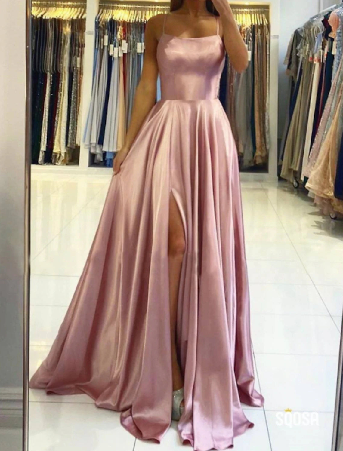 A-Line Beautiful Back Sexy Engagement Prom Birthday Dress Halter Neck Sleeveless Sweep / Brush Train Charmeuse with Pleats Slit