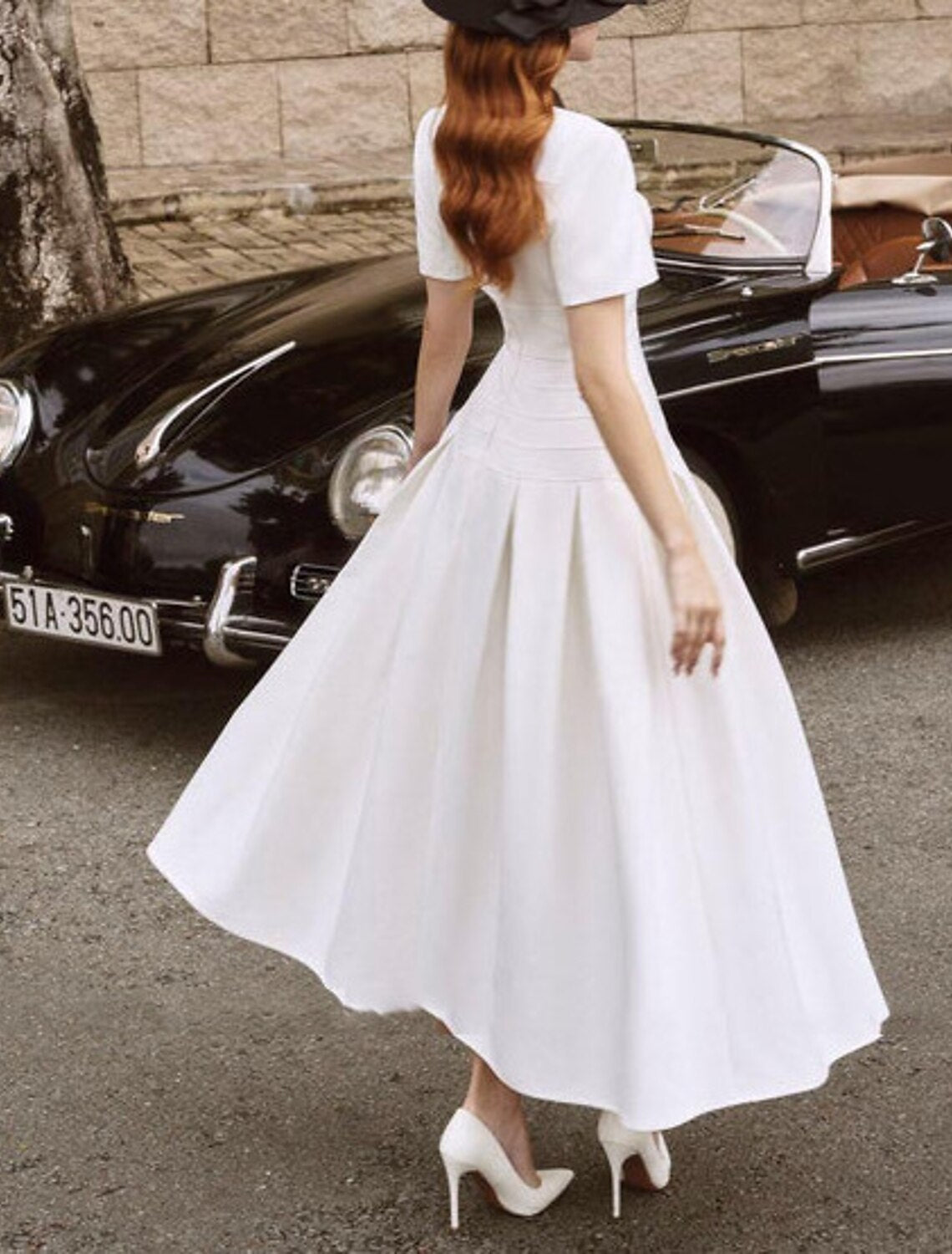 A-Line Cocktail Dresses Elegant Dress Wedding Guest Ankle Length Short Sleeve V Neck Stretch Fabric with Ruche