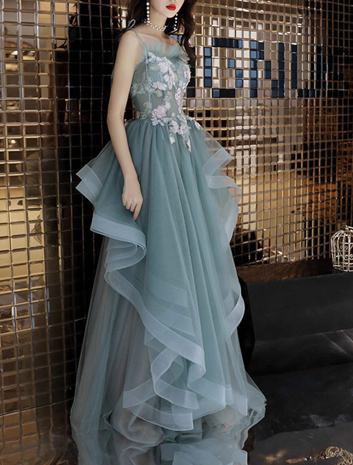 fashion new net red banquet annual meeting evening dress aura host long dress skirt female fairy dream