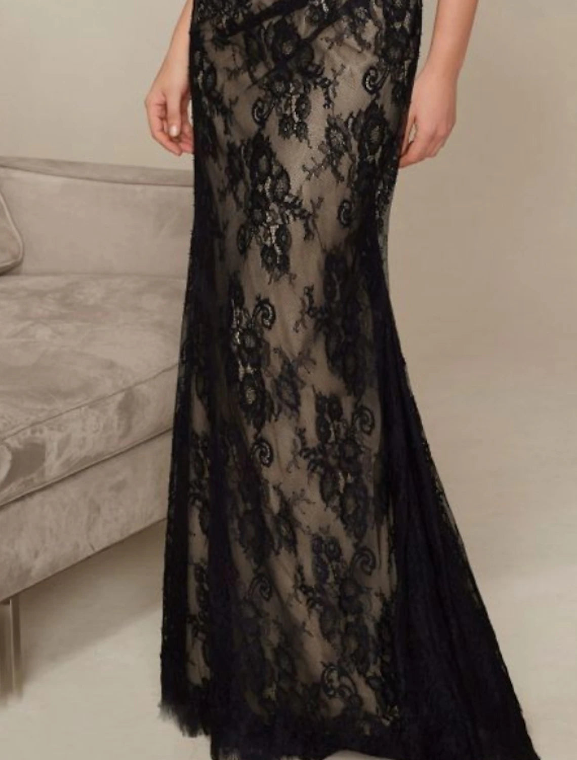 Mermaid / Trumpet Mother of the Bride Dress Elegant V Neck Floor Length Lace Half Sleeve with Ruching
