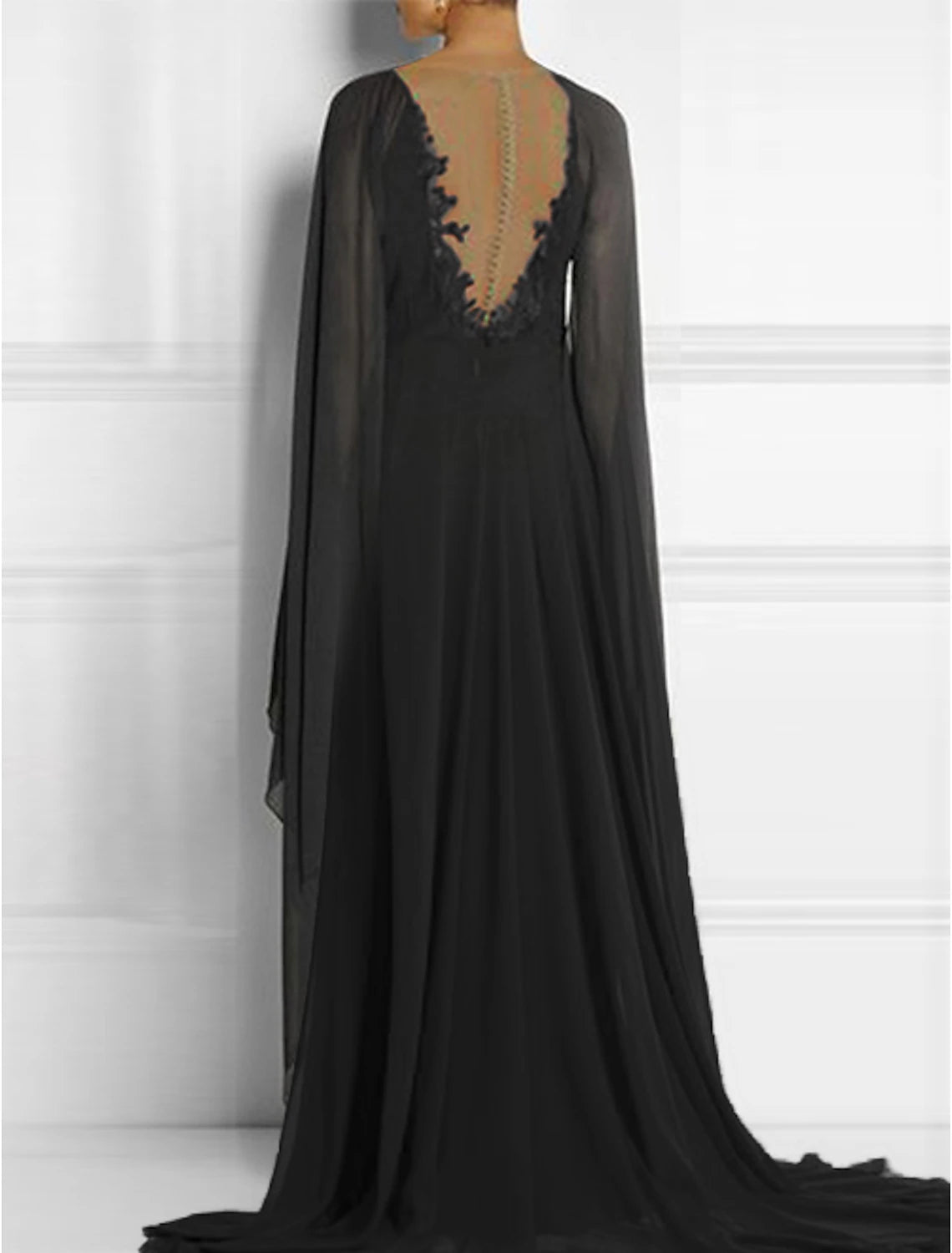 Sheath Black Dress Plus Size Evening Gown Black Dress Plus Size Vintage Engagement Formal Evening Court Train Sleeveless V Neck Chiffon with Pleats