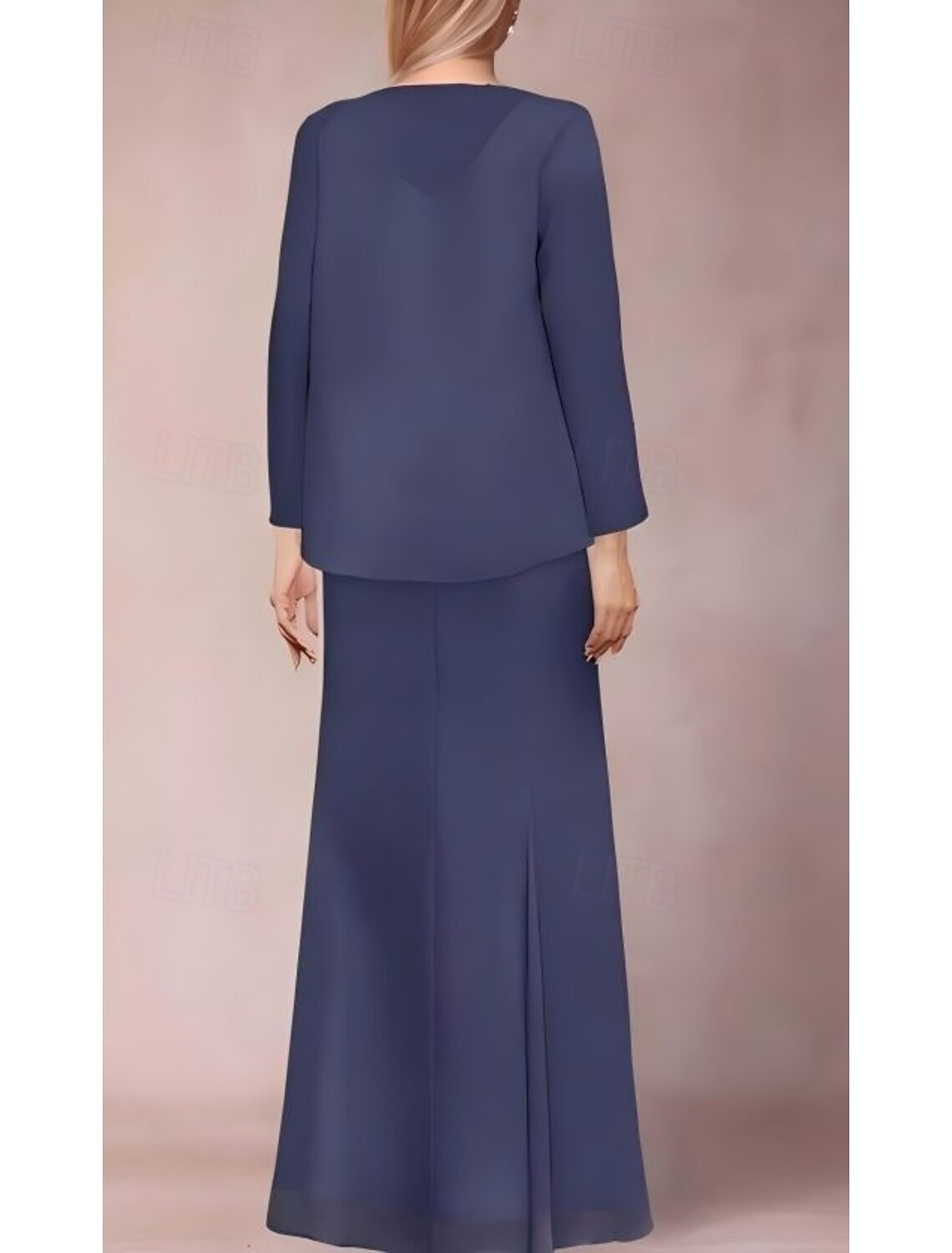 Buyishang Two Piece Sheath / Column Dress Suit Mother of the Bride Dress Elegant Sparkle & Shine V Neck Floor Length Chiffon Sequined Short Sleeve with Sequin