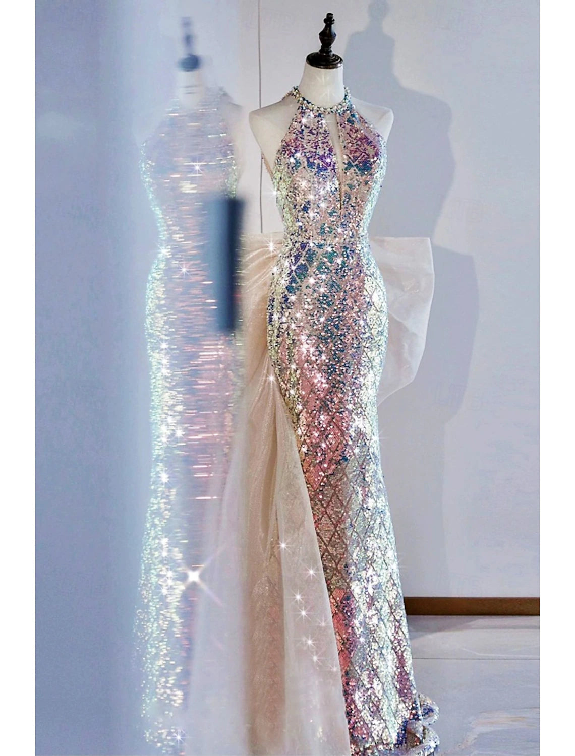 Buyishang Wedding Dresses A-Line Notch lapel collar Long Sleeve Court Train Satin Bridal Gowns With Solid Color