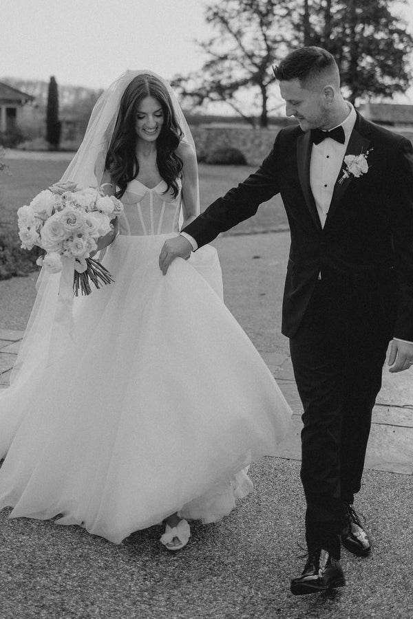 Buyishang Sparkly A-Line Glitter Tulle Sweetheart Wedding Dresses