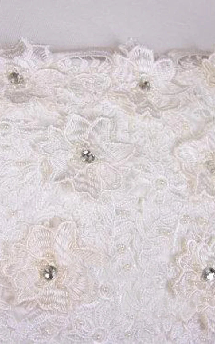 Buyishang Beaded Short Tulle Wedding Dress With Lace Bodice and Straight Neckline