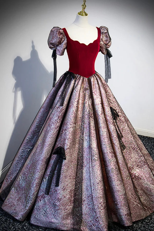 Chic A-Line Short Sleeve Prom Dress Cute Evening Party Dress