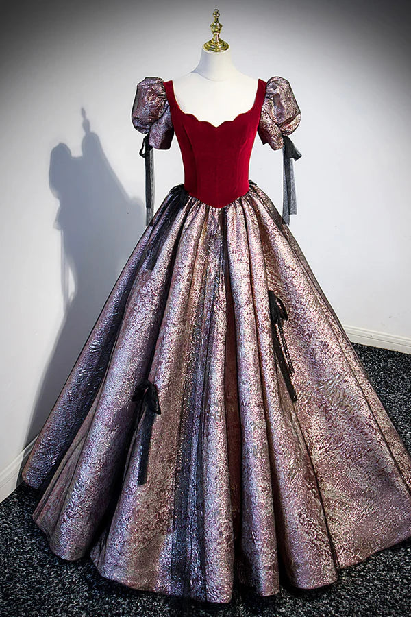 Chic A-Line Short Sleeve Prom Dress Cute Evening Party Dress