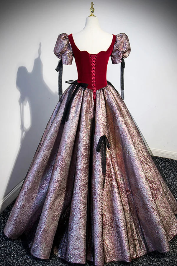 Chic A-Line Short Sleeve Prom Dress Cute Evening Party Dress