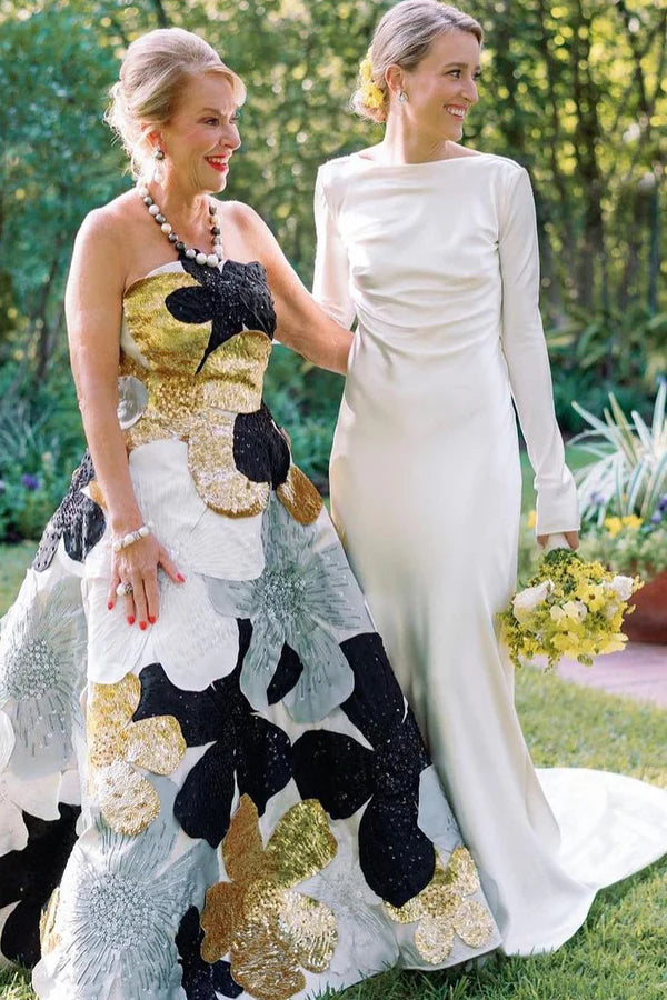 Buyishang Sheath Backless Long Sleeves White Soft Satin Wedding Dresses