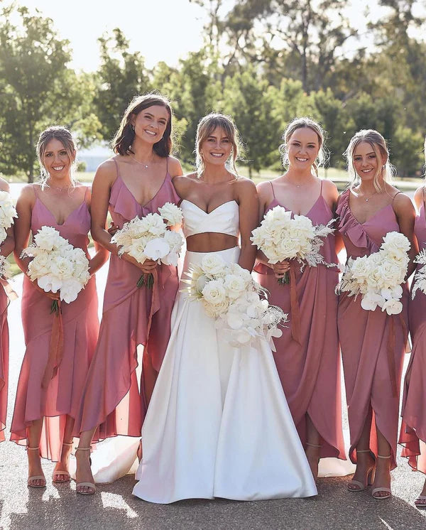 Buyishang Charming A Line Two Piece Sweetheart Satin Wedding Dresses