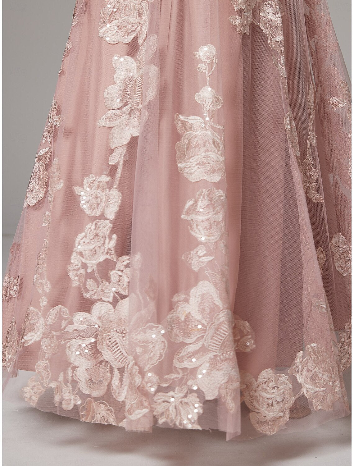 Buyishang A-Line Dress Mother of the Bride Dress Elegant Jewel Neck Floor Length Lace 3/4 Length Sleeve with Lace Pleats Appliques