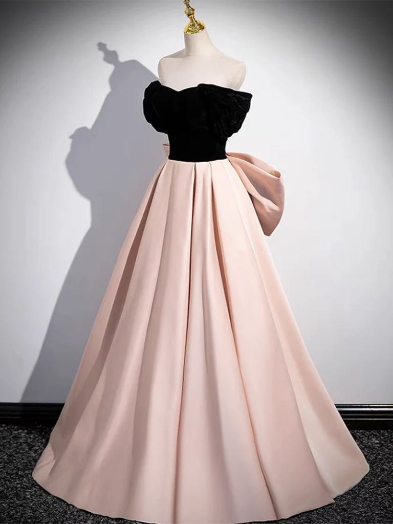 Buyishang A-Line Off Shoulder Satin Champagne Long Prom Dress Champagne Long Evening Dress