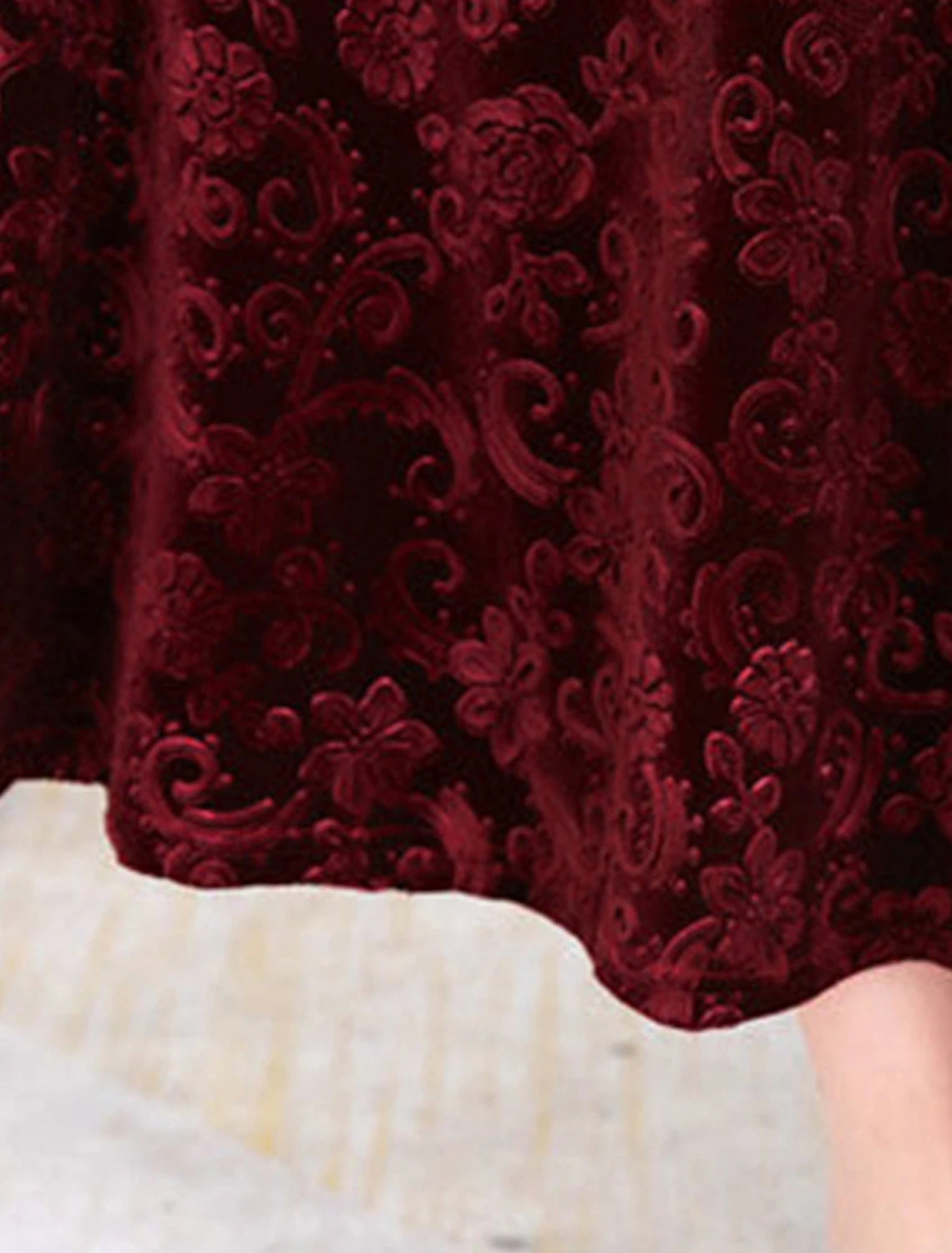 Women's Party Dress Velvet Dress Swing Dress New Year's Eve Dress Midi Dress Black Red Green Long Sleeve Floral Jacquard Spring Fall Winter V Neck Winter Dress