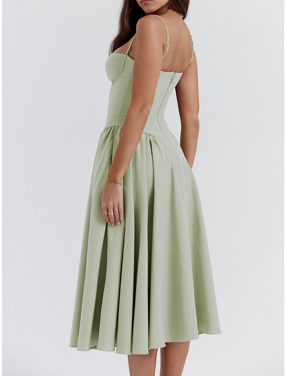 Women's Party Dress Cocktail Dress Wedding Guest Dress Midi Dress Black Yellow Light Green Sleeveless Plain Ruched Summer Spring Fall Spaghetti Strap Elegant Wedding Guest Vacation Spring Dress