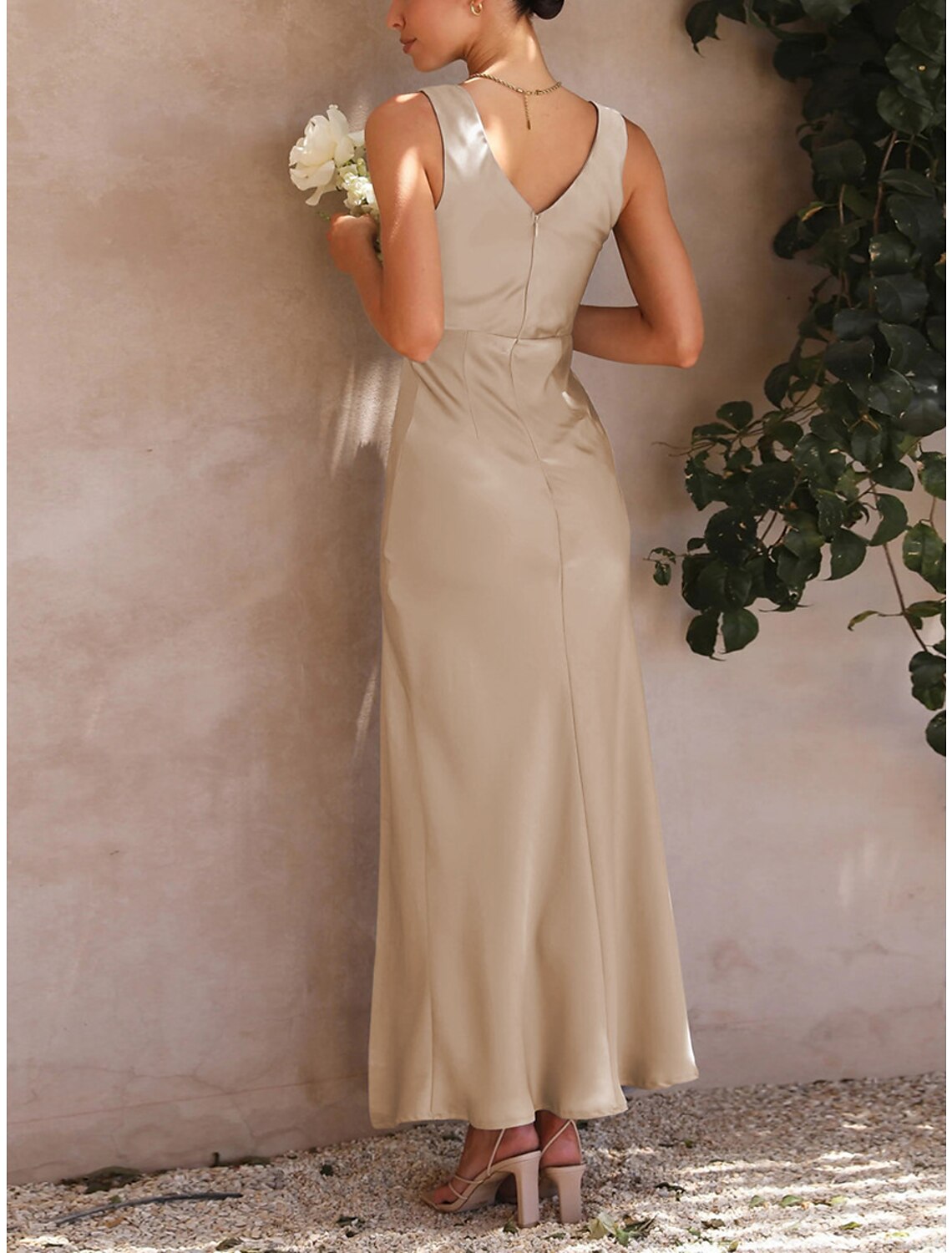 Women's Prom Dress Party Dress Wedding Guest Dress Long Dress Maxi Dress Black Navy Blue Dark Green Sleeveless Plain Split Summer Spring Fall V Neck Red Valentines Dress Valentine's Day Wedding Guest