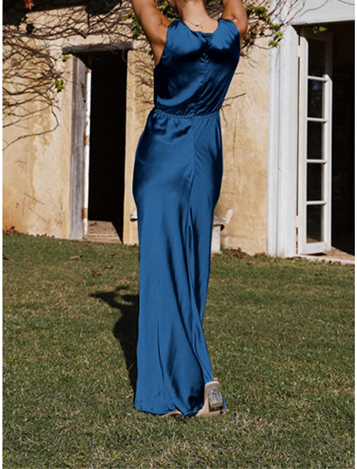 Women's Prom Dress Party Dress Sheath Dress Long Dress Maxi Dress Black Blue Fuchsia Sleeveless Plain Twist Summer Spring Fall Deep V Elegant Valentine's Day Wedding Guest Birthday