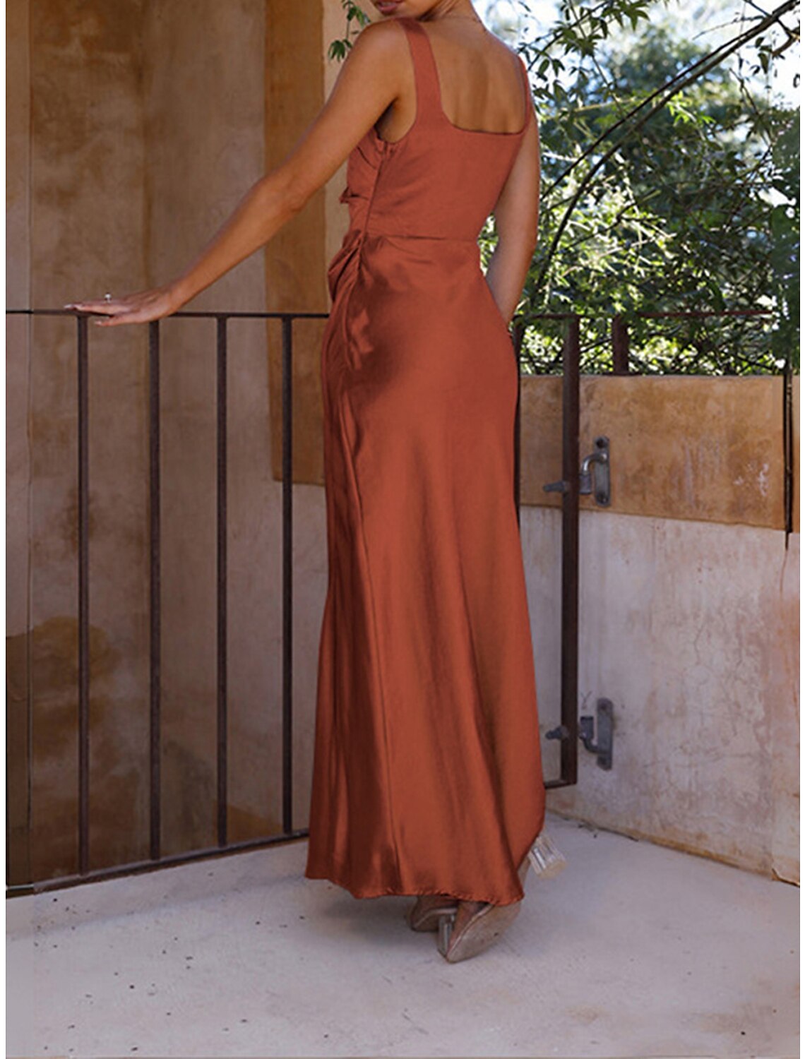 Women's Prom Dress Party Dress Wedding Guest Dress Long Dress Maxi Dress Black Blue Fuchsia Sleeveless Plain Ruched Summer Spring Fall Square Neck Elegant Wedding Guest Birthday Evening Party