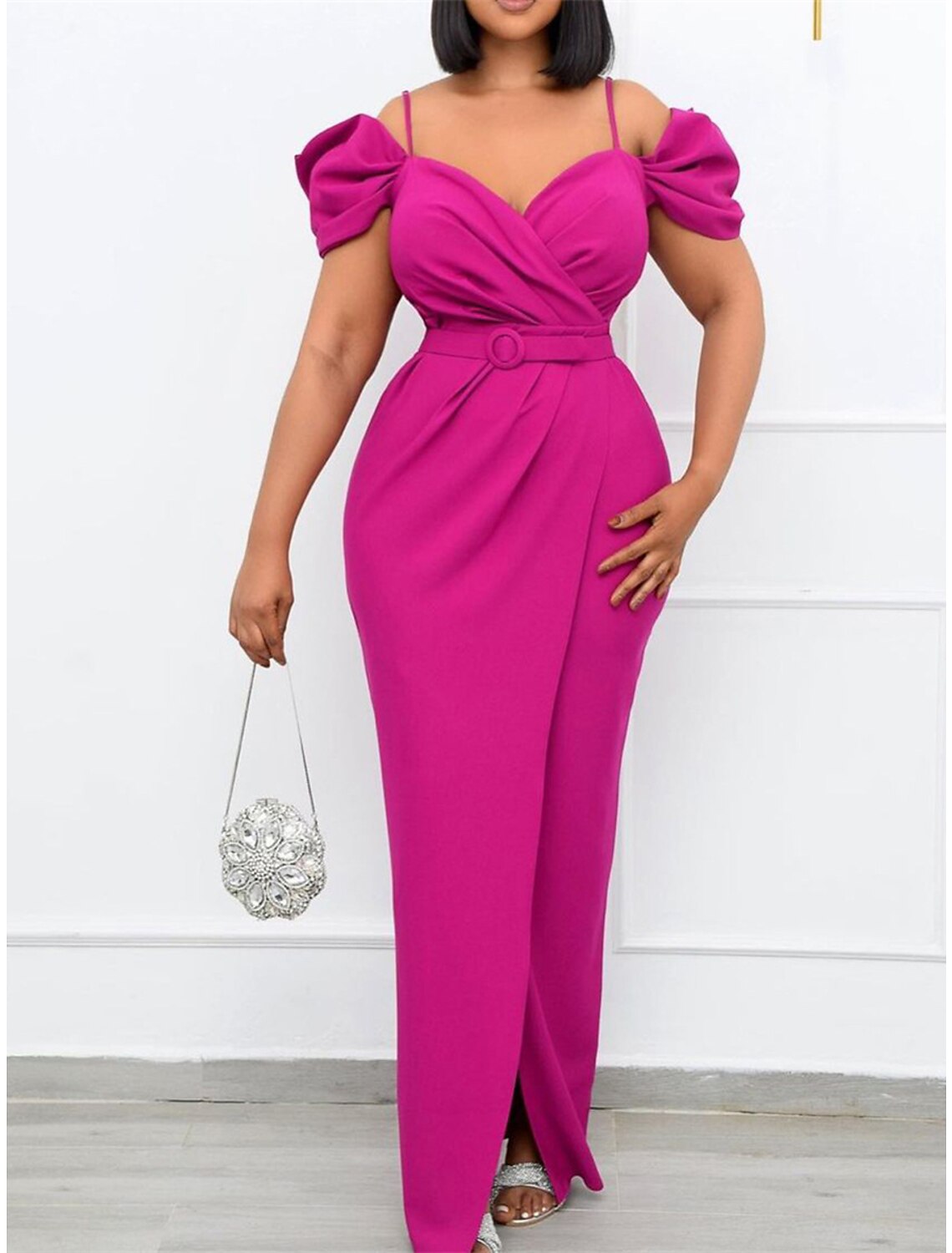 Women's Little Black Dress Prom Dress Party Dress Long Dress Maxi Dress Black Red Rose Short Sleeve Pure Color Ruched Spring Fall Winter Spaghetti Strap Fashion Winter Dress Wedding Guest