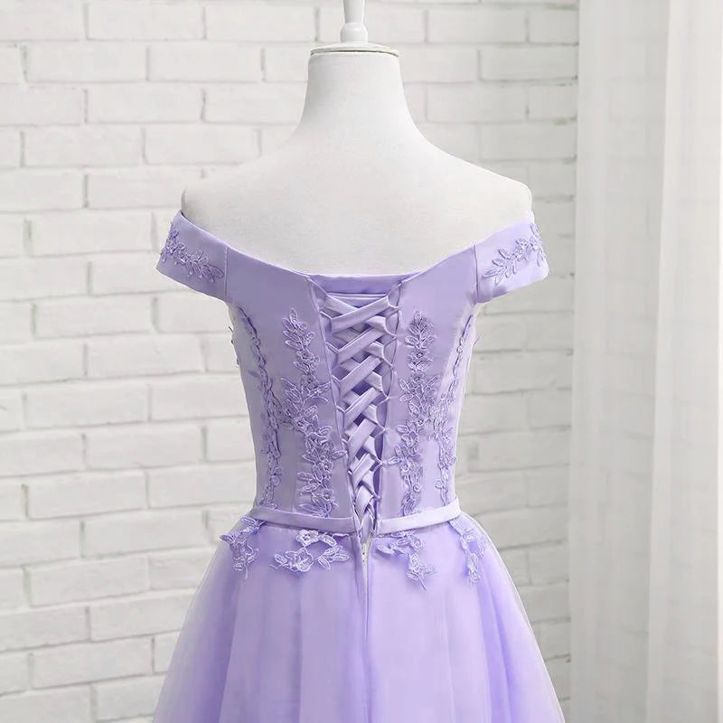 Beautiful Light Purple Short Bridesmaid Dress , Tulle with Lace New Formal Dresses
