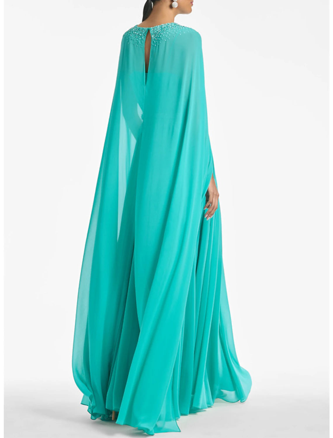 A-Line Wedding Guest Dresses Elegant Dress Formal Evening Party Floor Length Sleeveless Spaghetti Strap Chiffon with Rhinestone