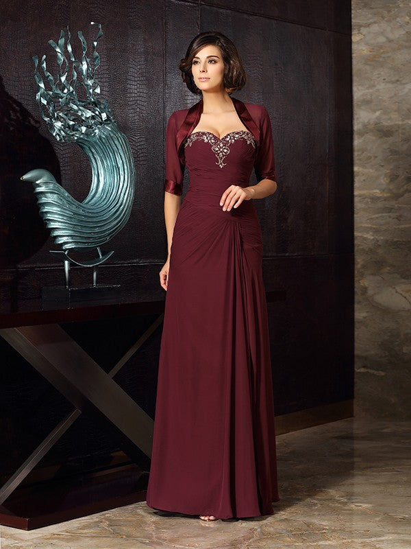 Sheath/Column Sweetheart Beading Sleeveless Long Chiffon Mother of the Bride Dresses