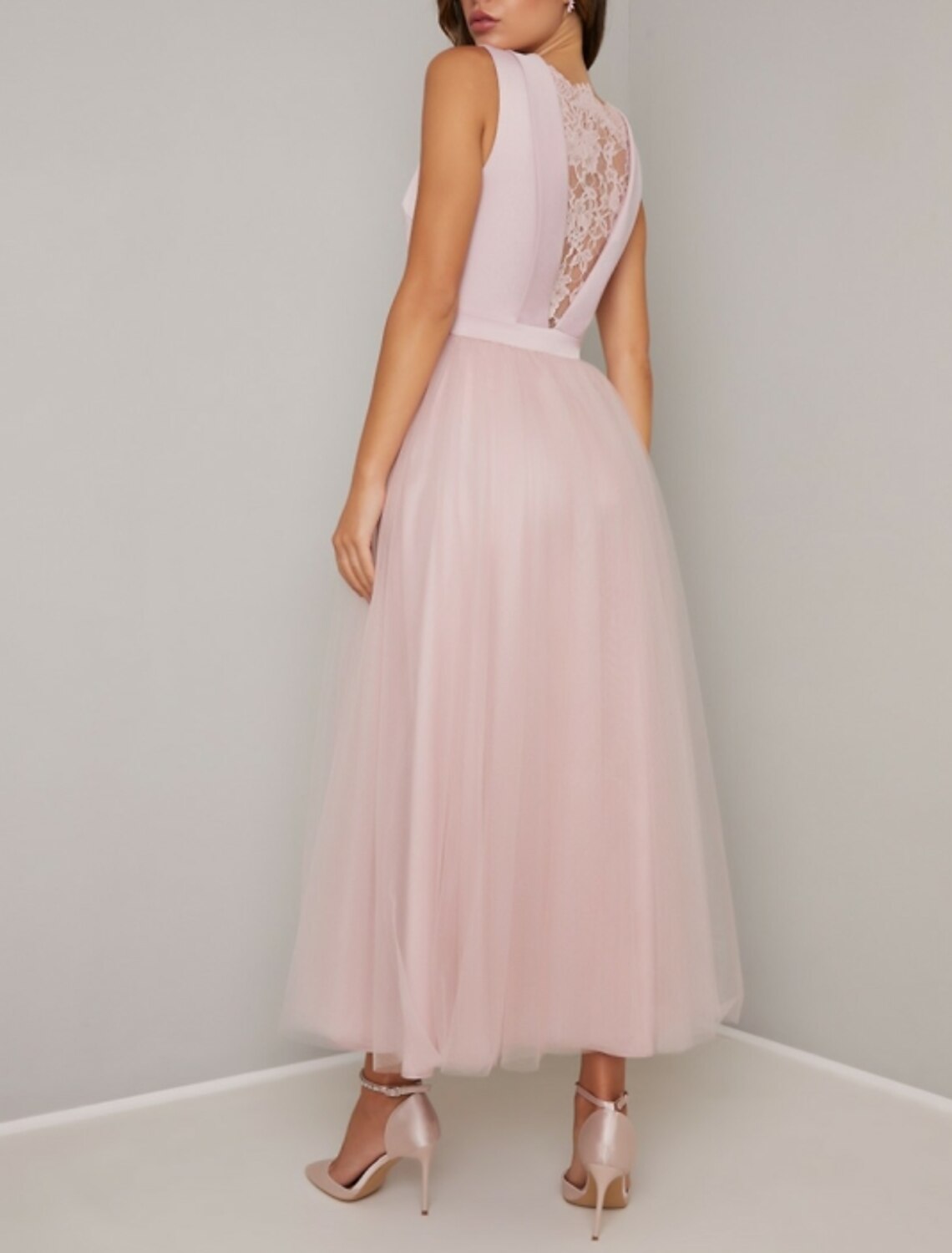 A-Line Mother of the Bride Dress Plus Size Jewel Neck Ankle Length Satin Tulle Sleeveless with Lace