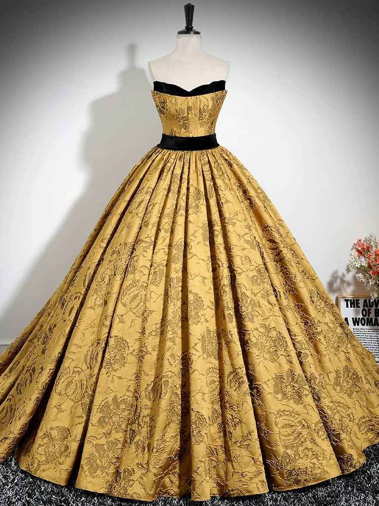 Buyishang A-Line Off Shoulder Satin Gold Long Prom Dress Gold Long Formal Dress