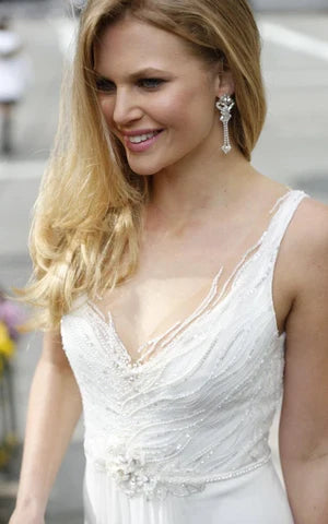 Buyishang Chiffon Lace Weddig Dress With Beading Sequins Flower