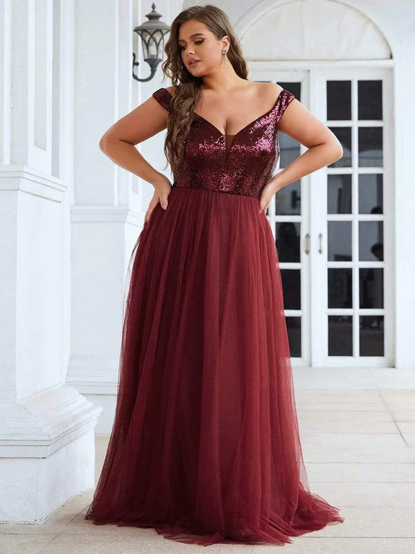 Plus Size Long Sequin Special Occasion Dresses