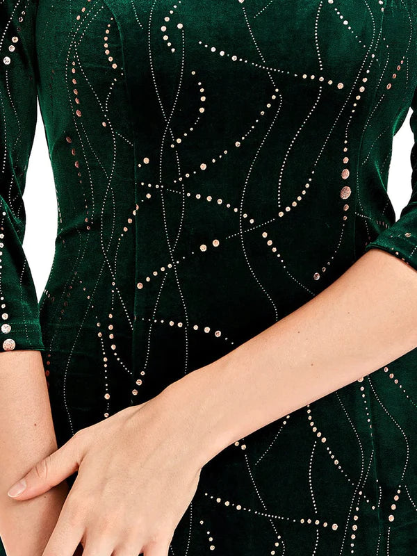 Women's Stylish Bodycon High-Low Velvet Party Dress