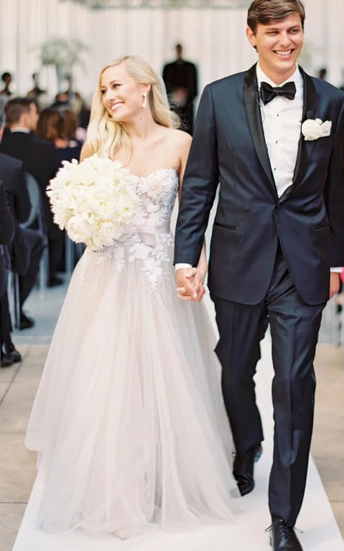 Buyishang Ethereal A-Line Beach Tulle Wedding Dress With Spaghetti Straps And Open Back