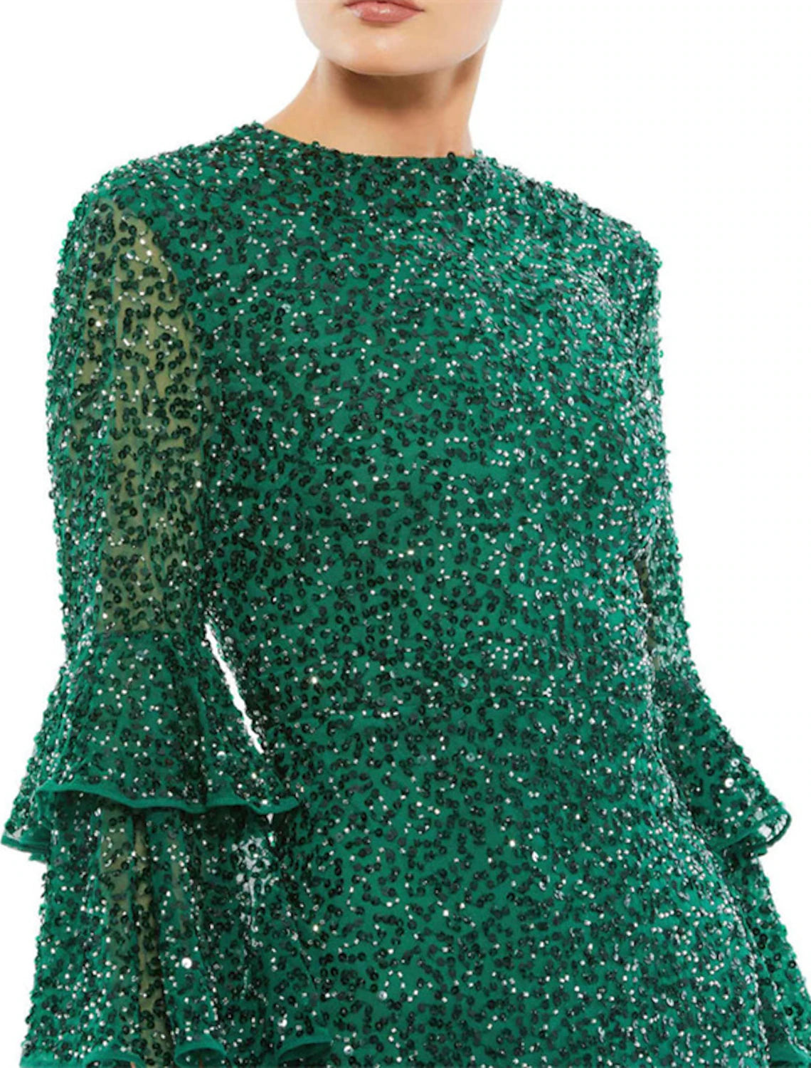 Sheath / Column Cocktail Dresses Party Dress Party Wear Wedding Guest Tea Length 3/4 Length Sleeve Jewel Neck Sequined with Sequin Ruffles