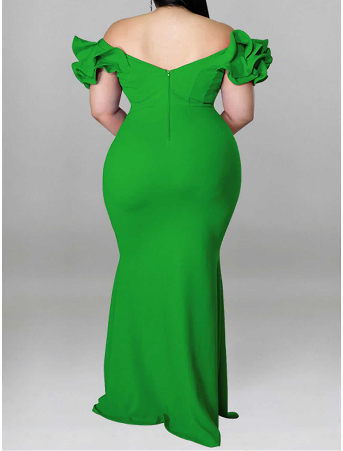 Women's Plus Size Prom Dress Party Dress Wedding Guest Dress Long Dress Maxi Dress Black Yellow Red Short Sleeve Plain Ruffle Summer Spring Fall V Neck Elegant Wedding Guest Birthday Evening Party