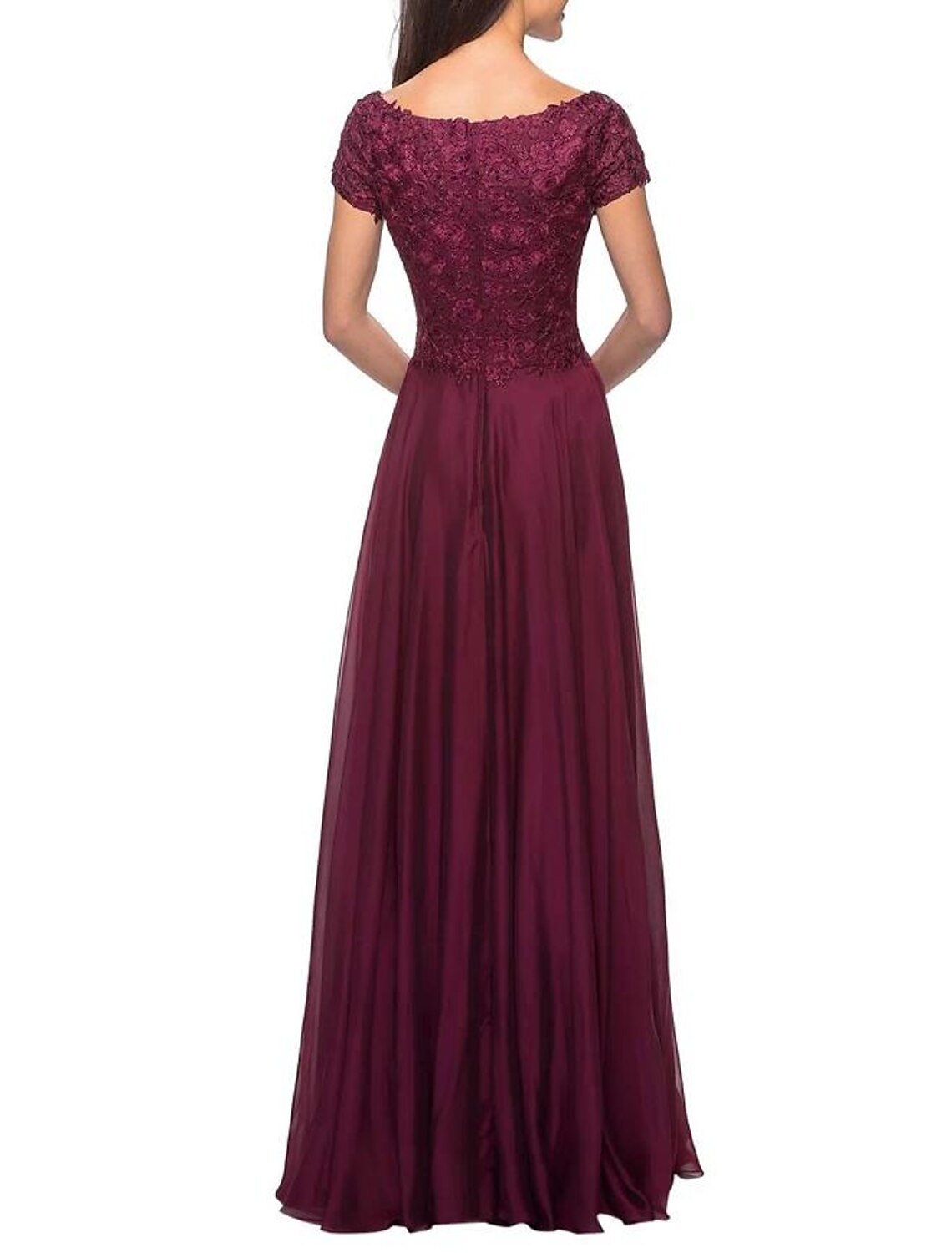 A-Line Mother of the Bride Dress Plus Size Jewel Neck Floor Length Charmeuse Short Sleeve with Appliques Ruching