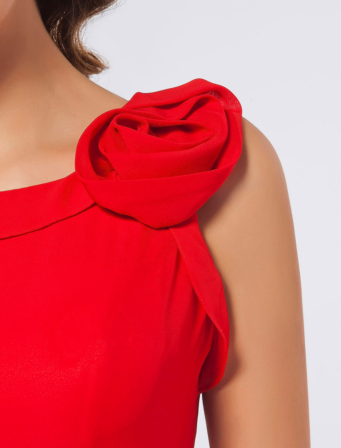 Sheath / Column Celebrity Style Minimalist Elegant Prom Formal Evening Military Ball Dress Jewel Neck Sleeveless Floor Length Chiffon with Flower