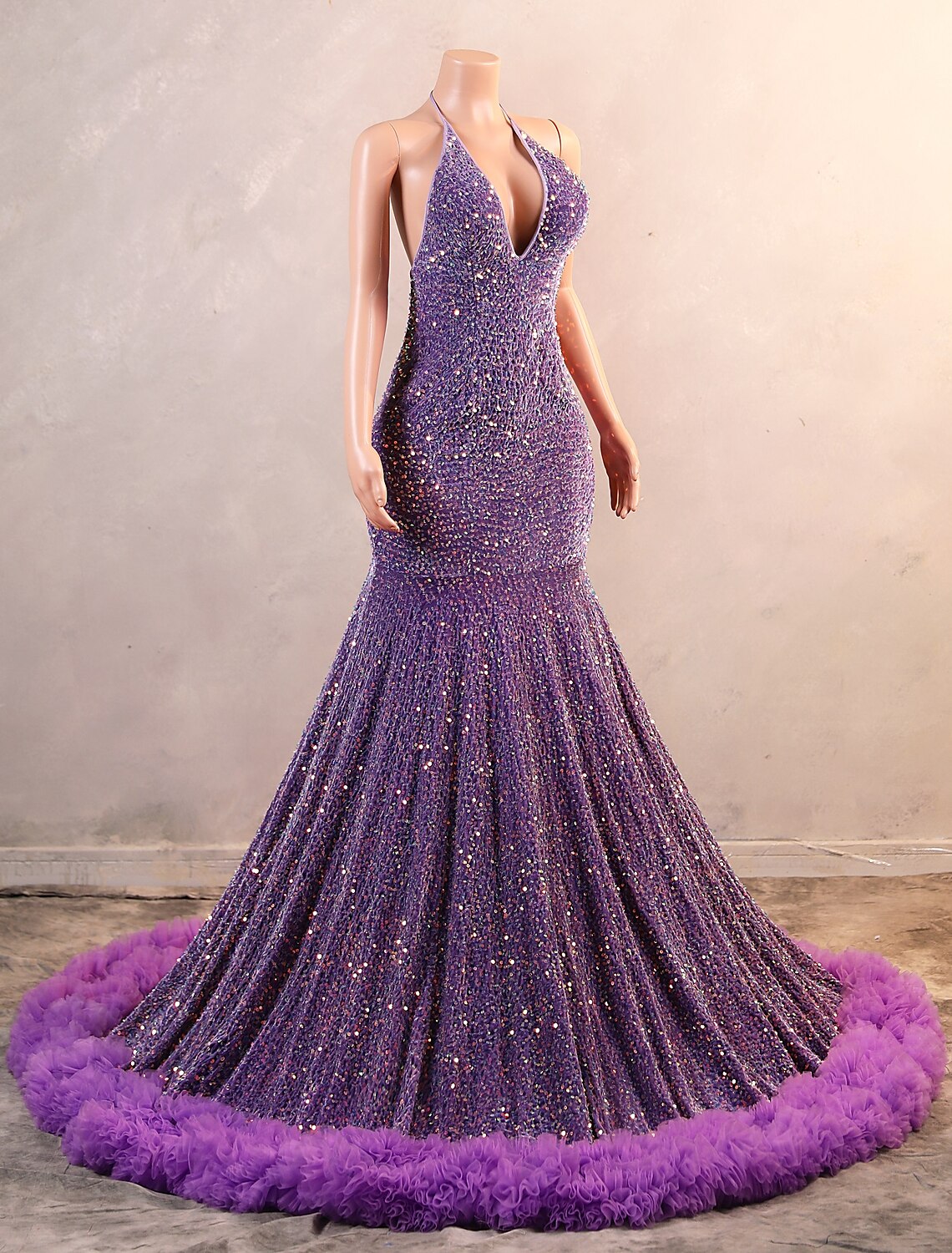 Mermaid / Trumpet Evening Gown Sparkle & Shine Dress Carnival Black Tie Gala Floor Length Sleeveless Spaghetti Strap The Great Gatsby Sequined with Fringe